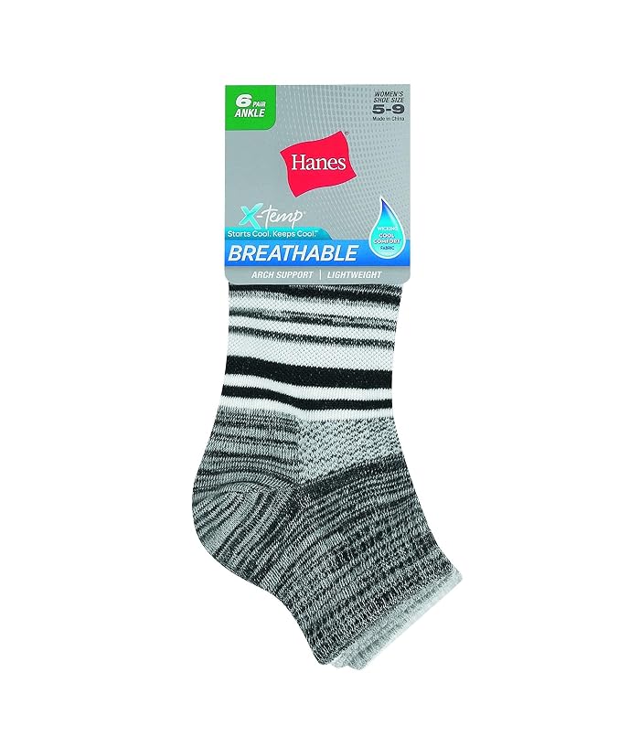 Hanes Womens Hanes Women's 6-pair Lightweight Breathable Ventilation Ankle Socks - Image 2