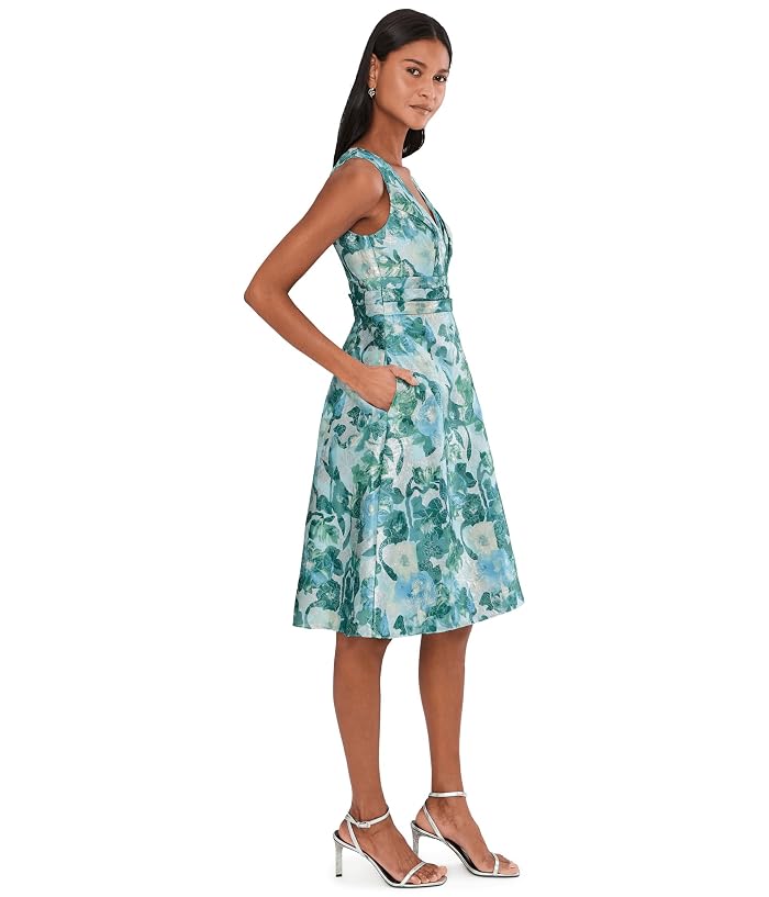 Adrianna Papell Floral Jacquard Midi Dress - Image 3