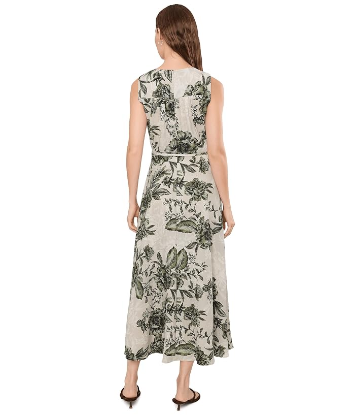 Calvin Klein Sleeveless V-Neck Floral Gauze Faux Wrap Dress - Image 4