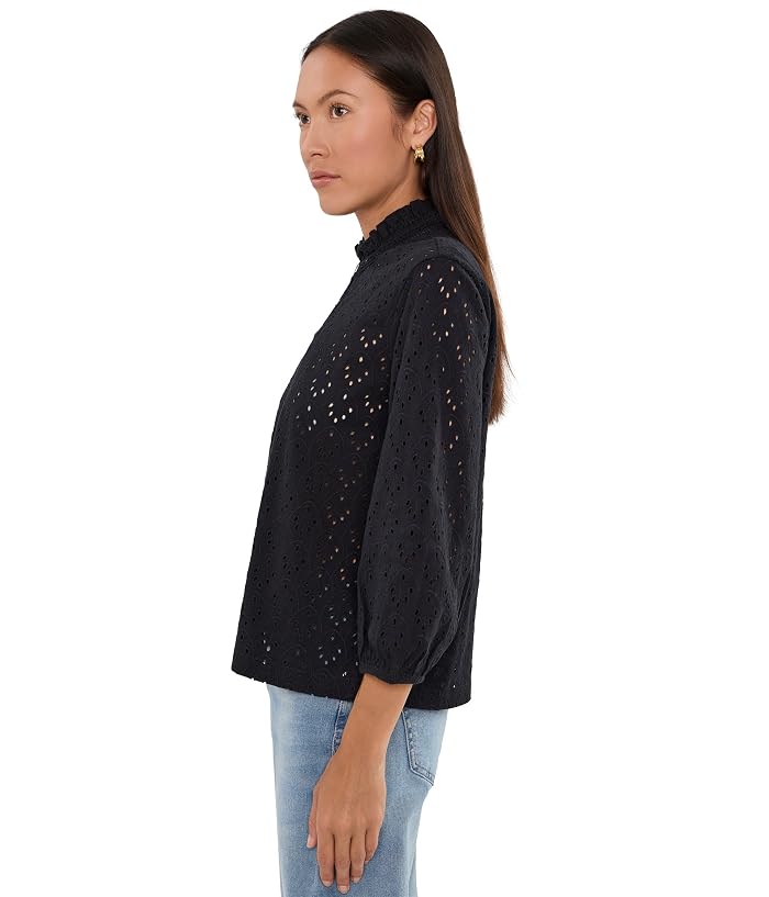 NIC+ZOE Petite Knit Eyelet Ruffle Neck Top - Image 3