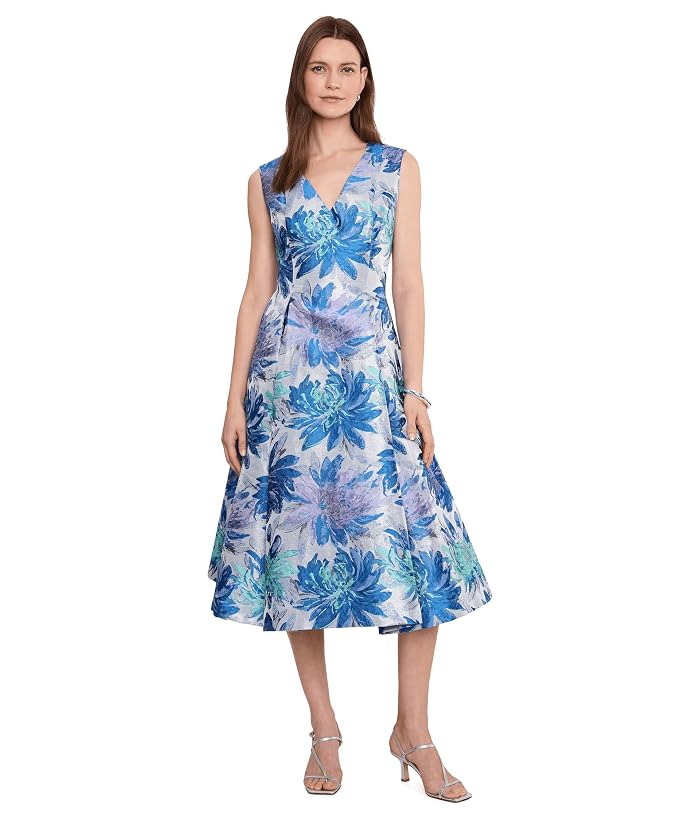 Adrianna Papell Metallic Jacquard Midi Dress