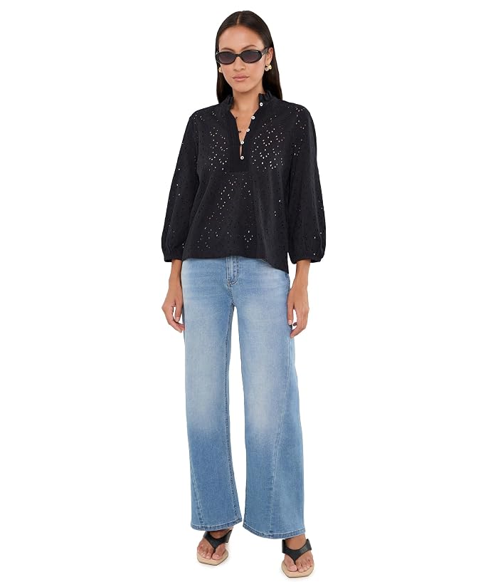 NIC+ZOE Petite Knit Eyelet Ruffle Neck Top - Image 2