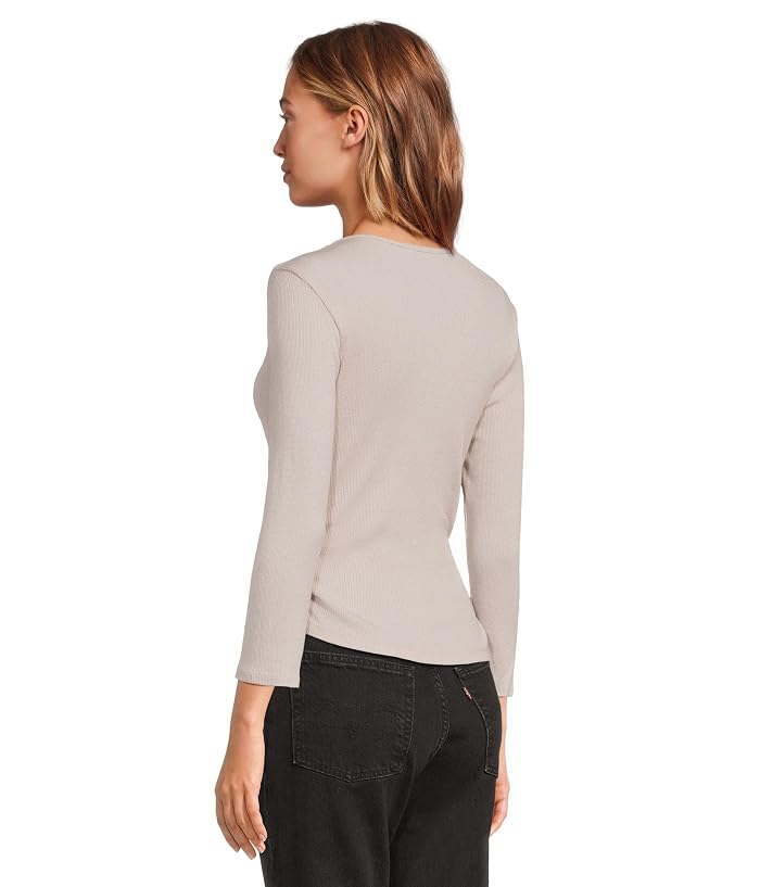 Michael Stars Sylvie V-Neck Shirred Sides Tee - Image 3