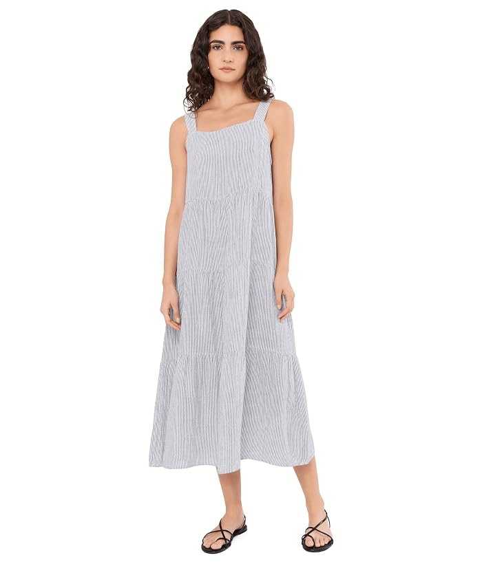 Eileen Fisher Striped Organic Cotton Gauze Tiered Dress - Image 2