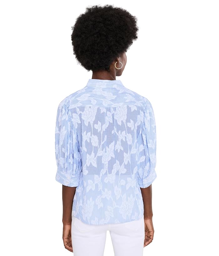 CeCe Pinstripe Cotton Pearce Top - Image 4