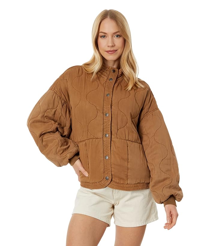 Blank NYC Drop Shoulder Quilted Jacket in Chai Tea