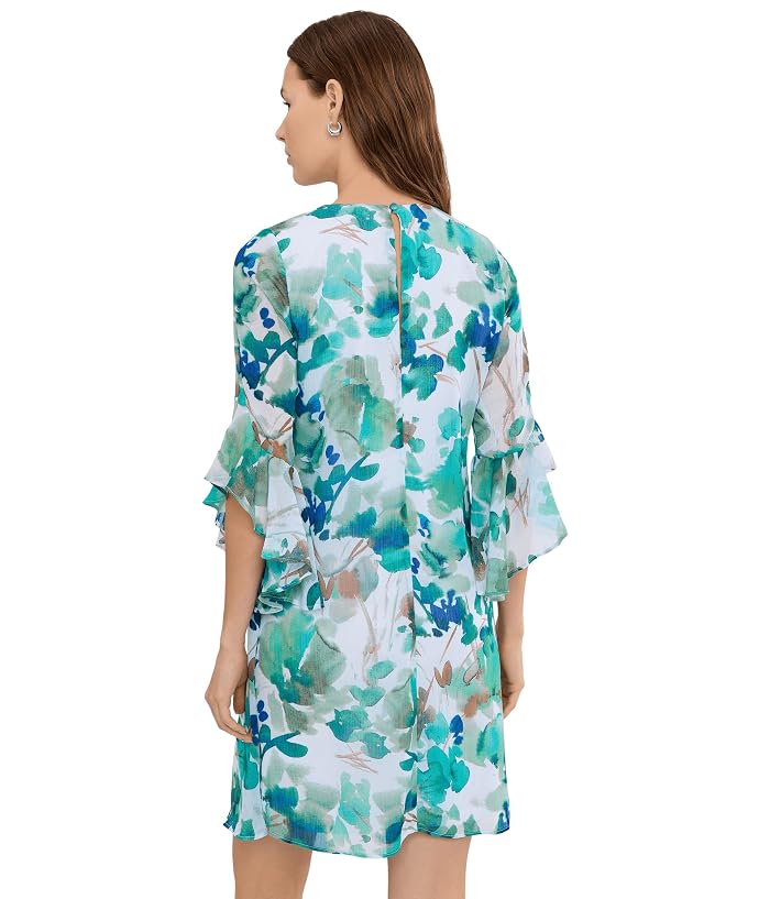 Calvin Klein 3/4 Sleeve Chiffon Floral Shift Dress - Image 4