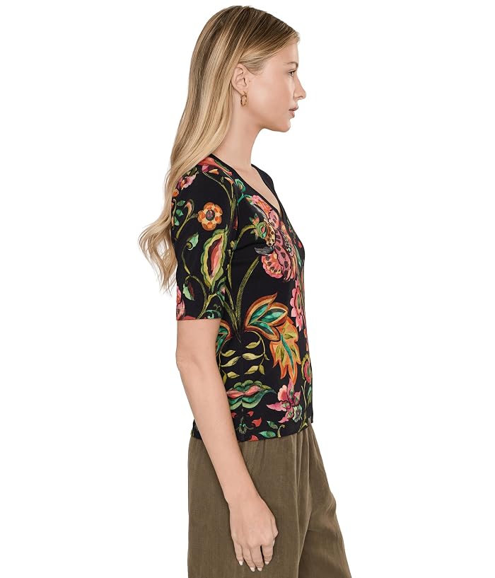 Johnny Was The Janie Favorite Fitted V-Neck Elbow Sleeve Tee - Image 3
