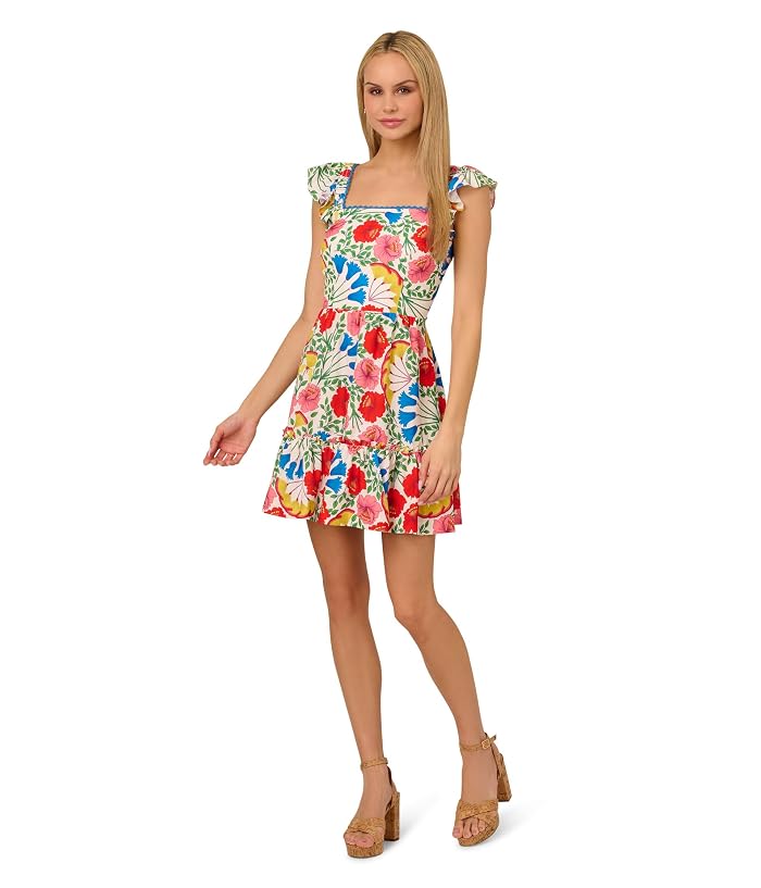Adrianna Papell Flutter Sleeveless Short Dress