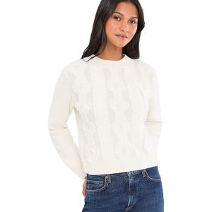 Vince Cut Float Diamond Cable Crew Neck