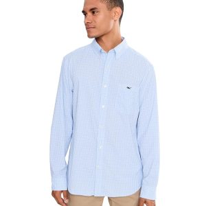 Vineyard Vines Coral Reef Gingham Featherweight Performance Shirt