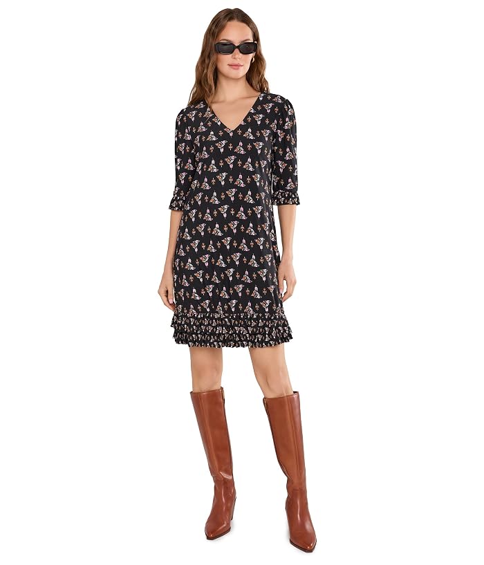 CeCe V-Neck Knit Dress with Ruffle Hem - Image 2