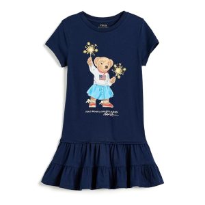 Polo Ralph Lauren Kids Polo Bear Tiered Cotton Dress (Toddler/Little Kid)
