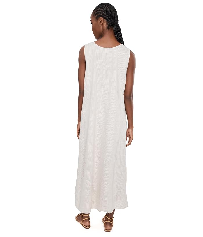 Eileen Fisher Striped Organic Linen Sheen Scoop Neck Dress - Image 4