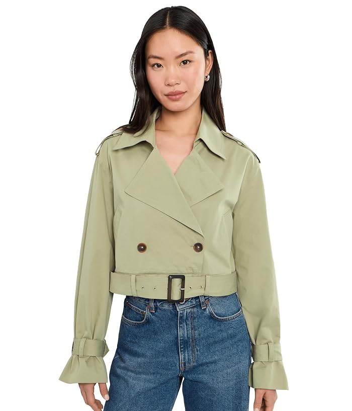 Blank NYC Cropped Trenchcoat in Green