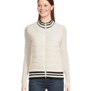 Liverpool Los Angeles Sleeveless Quilted Front Full Zip Sweater Vest