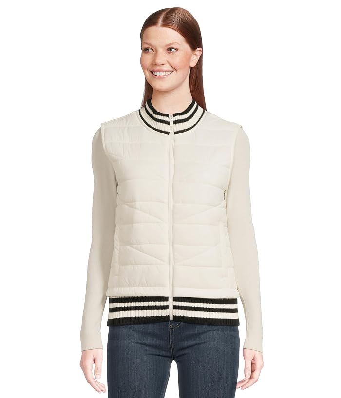 Liverpool Los Angeles Sleeveless Quilted Front Full Zip Sweater Vest