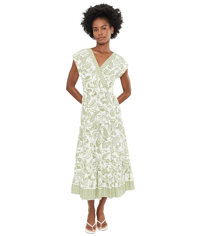 Vince Camuto Surplice Dolman Sleeve Midi Tiered Dress