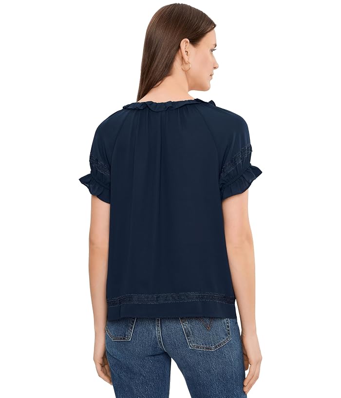 CeCe Wide Ruffle Neck Button Front Top - Image 4