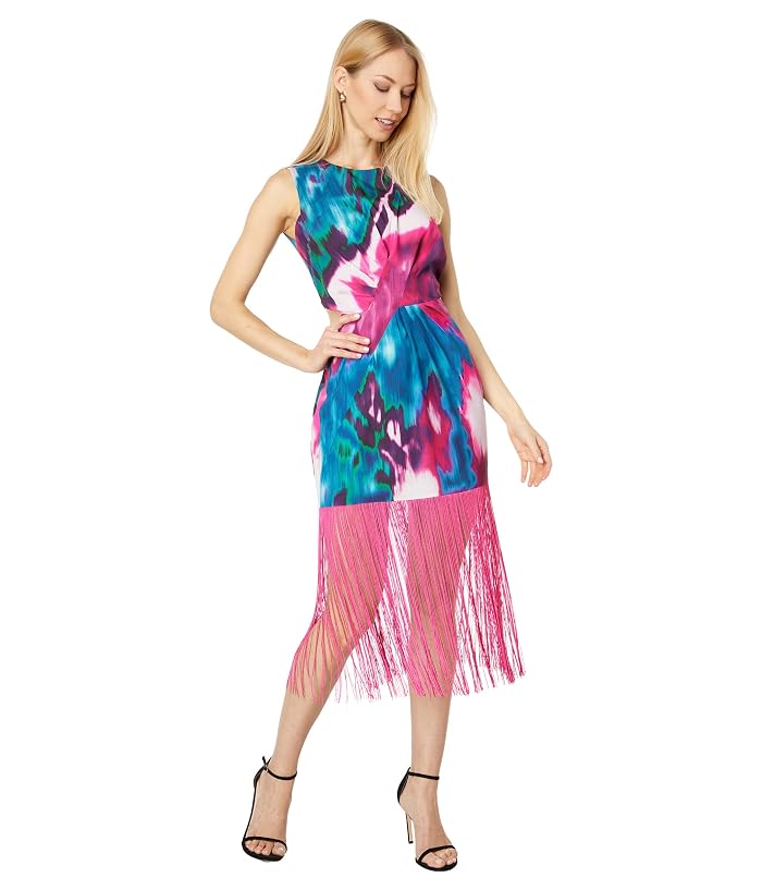 ONE33 Social Pleated Front Fringe Dress