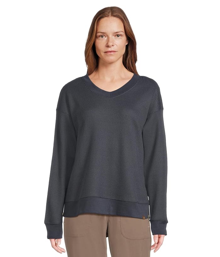 L.L.Bean Birchwood Brushed Waffle V-Neck