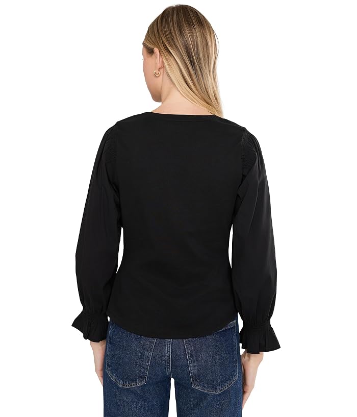 Liverpool Los Angeles 3/4 Sleeve Knit-to-Woven Top w/ Smocking - Image 4