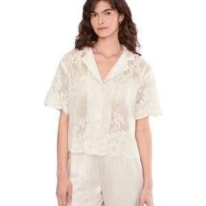 Vince Camuto Relaxed Collar Short Sleeve Button-Up