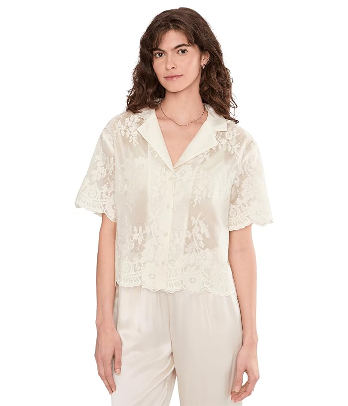 Vince Camuto Relaxed Collar Short Sleeve Button-Up