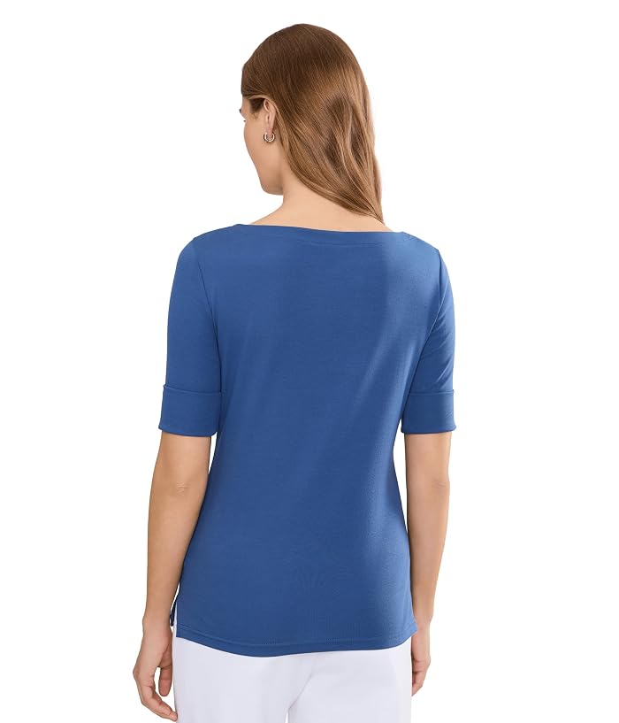 Lauren Ralph Lauren Petite Stretch Cotton Boatneck Tee - Image 4