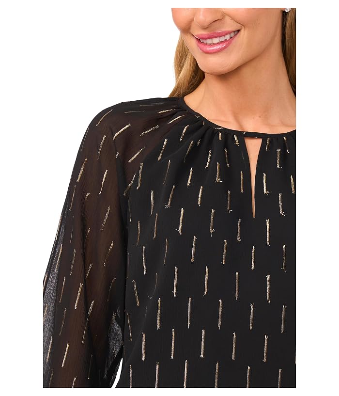CeCe Tiered Sleeve Front Keyhole Blouse - Image 3