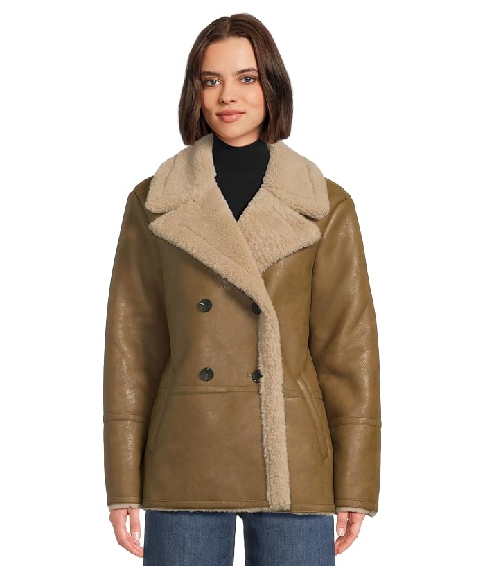 Avec Les Filles Faux Shearling Peacoat