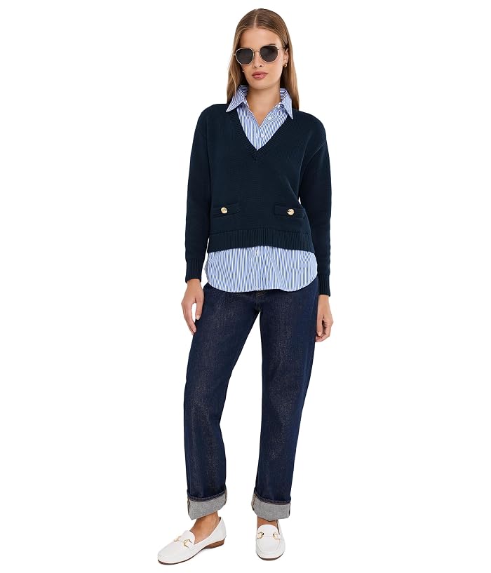 Lauren Ralph Lauren Petite Layered Button-Trim Cotton Sweater - Image 2