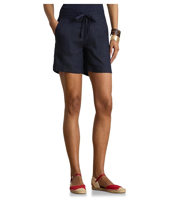 Lauren Ralph Lauren Linen Wide-Leg Drawcord Shorts