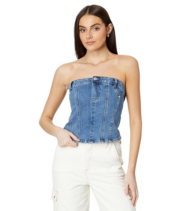 Blank NYC Own It Denim Bustier in Blue