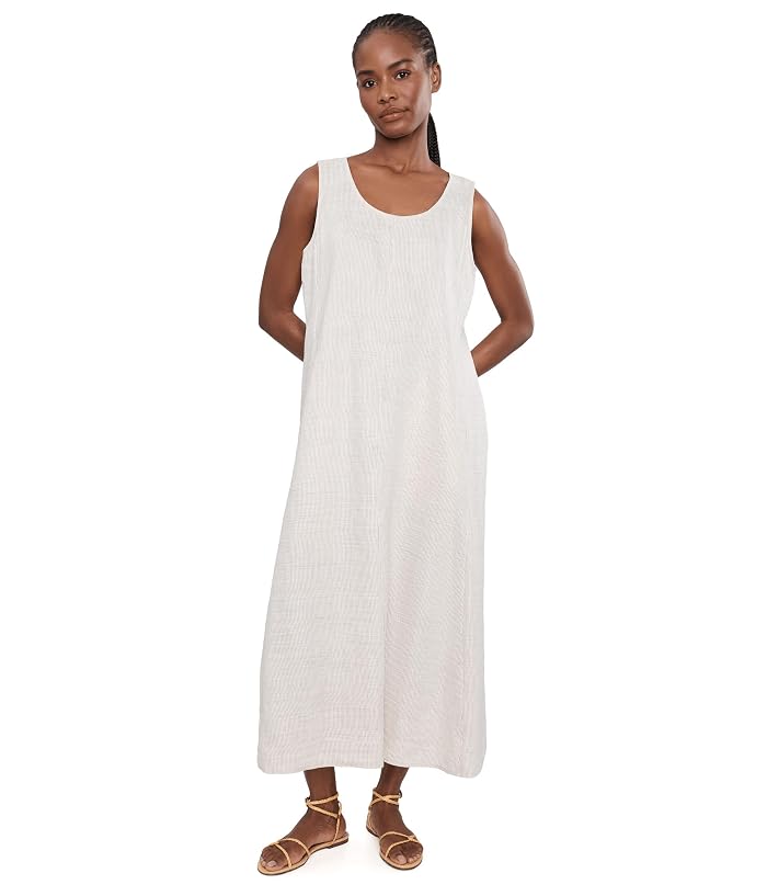 Eileen Fisher Striped Organic Linen Sheen Scoop Neck Dress - Image 2