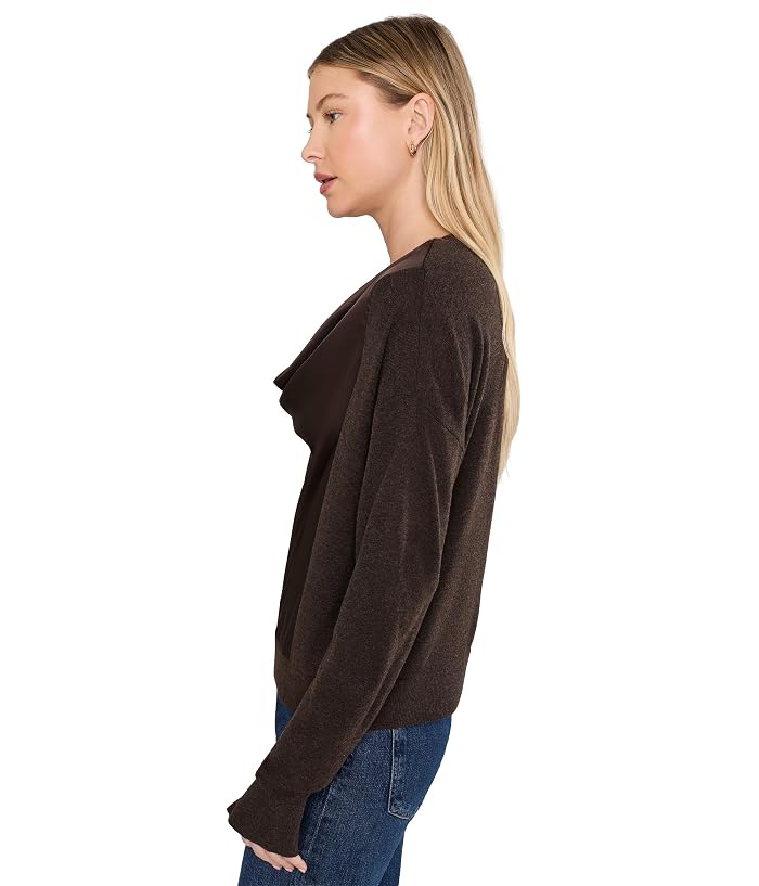 Liverpool Los Angeles Long Sleeve Drap Neck Woven Sweater Hybrid - Image 3