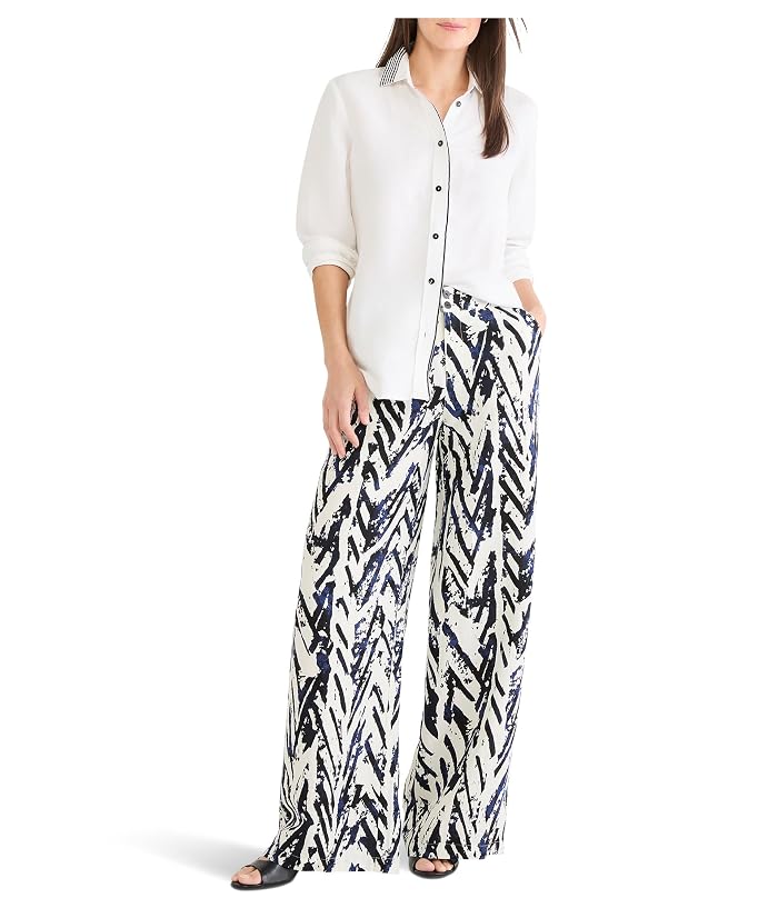 NIC+ZOE Petite 31" Indigo Crosshatch Linen Wide Leg Pants - Image 2