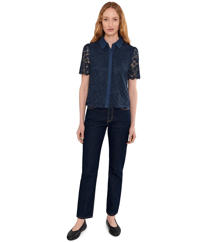 CeCe Lace Short Sleeves Hidden Placket Shirt - Image 2