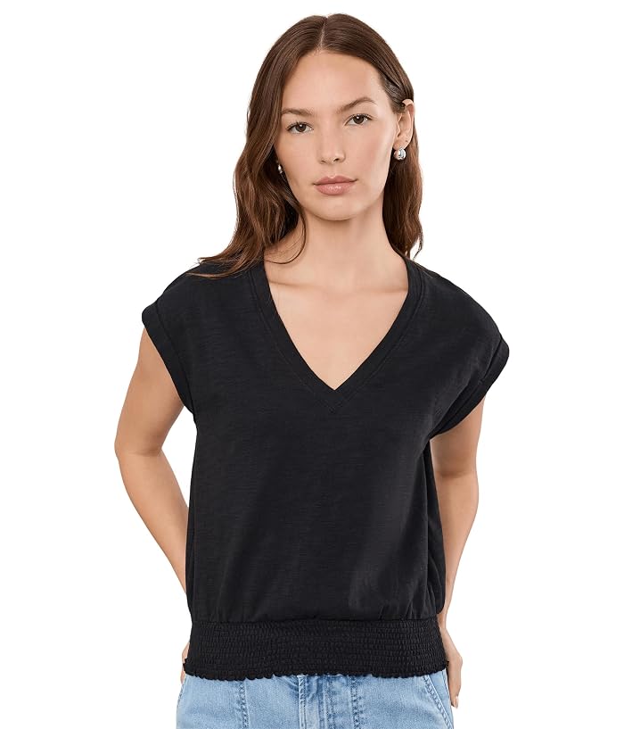 Lilla P Smocked Hem V-Neck