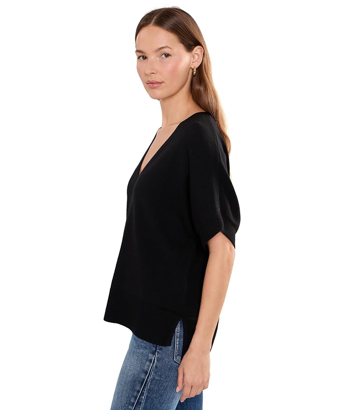 Liverpool Los Angeles Short Sleeve V-Neck Dolman Popover Sweater with Step Hem - Image 3