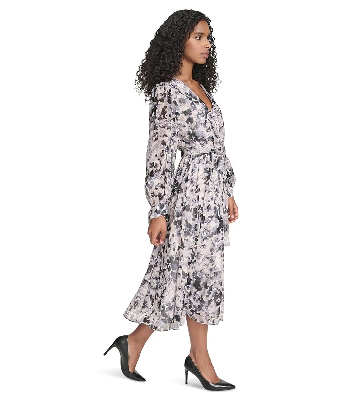 Calvin Klein V-Neck Long Sleeve Chiffon Midi - Image 2