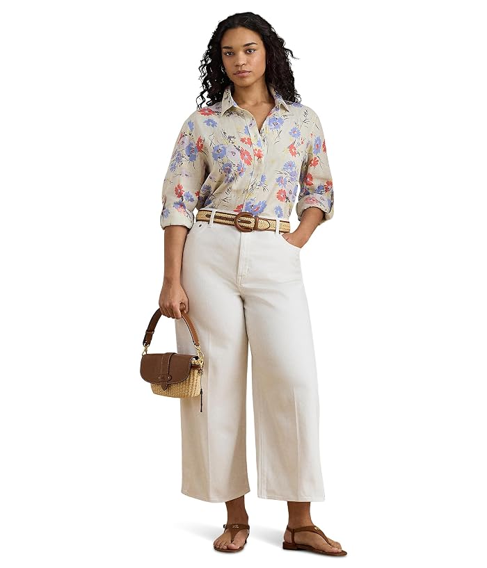 Lauren Ralph Lauren Plus Size Relaxed Fit Floral Linen Shirt - Image 2