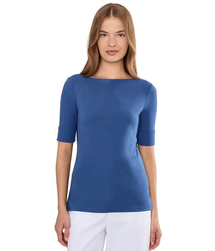 Lauren Ralph Lauren Petite Stretch Cotton Boatneck Tee