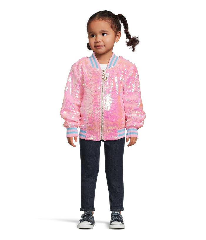 Lola and The Boys Pretty In Pink Unicorn Sequin Bomber (Toddler/Little Kid/Big Kid) - Image 4