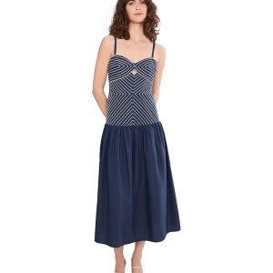 Adrianna Papell Drop Waist Midi Dress