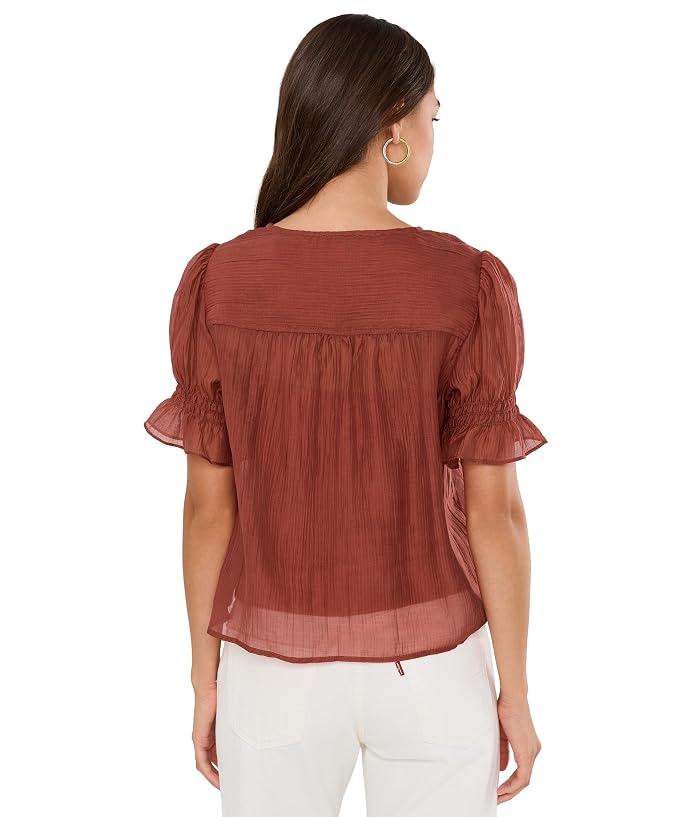 Vince Camuto Pintuck Puff Sleeve V-Neck - Image 4