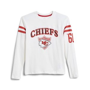 Junk Food Clothing Kids NFL Kansas City Chiefs Striped Yoke Long Sleeve Tee (Little Kid/Big Kid)
