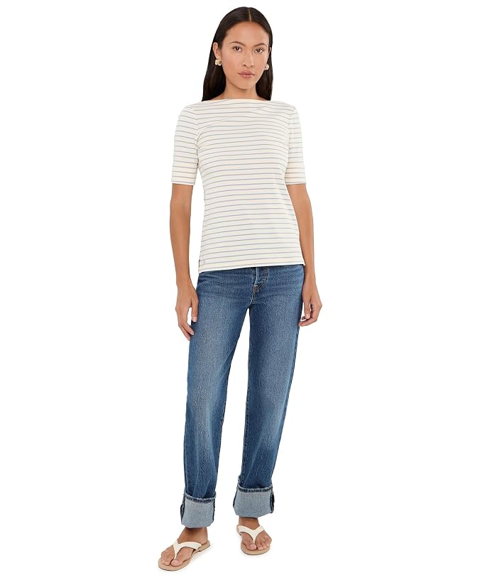 Lauren Ralph Lauren Petite Striped Stretch Cotton Boatneck Tee - Image 2