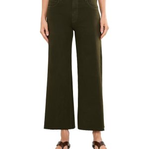 KUT from the Kloth Meg High-Rise Fab Ab Wide Leg Raw Hem in Tuscan Olive