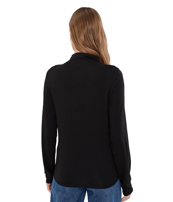 Eileen Fisher Sheer Cotton Blend Knit Funnel Neck Tee - Image 4
